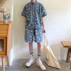 Sonnenblumen-Jeanshemd