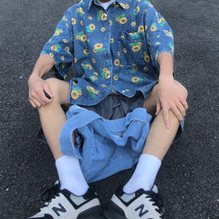 Sonnenblumen-Jeanshemd