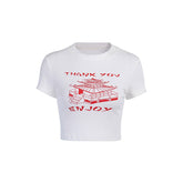 Geripptes T-Shirt „Thank You“