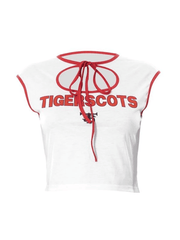 Kurzes Tanktop mit Cut-Outs und Bindeband vorne