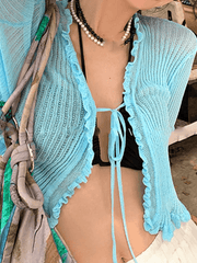 Pilz-Strickcardigan mit Schnürung