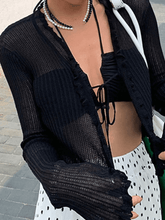 Pilz-Strickcardigan mit Schnürung