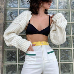 Suéter corto de punto con estética Tumblr