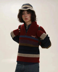 Vintage Ästhetischer Strickpullover mit Reißverschluss