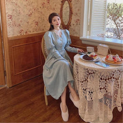 Maxikleid mit Ballonärmeln im Vintage-Stil