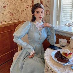 Maxikleid mit Ballonärmeln im Vintage-Stil