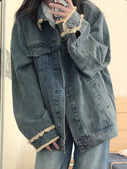 Vintage Denim Jacke mit verschönerten Kanten