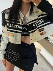 Abnehmbare Jacke mit Vintage-Print