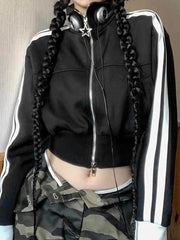 Vintage-Jacke mit seitlichem Streifen und Reißverschluss