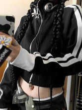 Chaqueta vintage con cremallera y rayas laterales