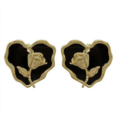 Pendientes de corazón de rosa estilo vintage