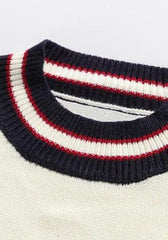 Vintage Teddy bestickter Strickpullover