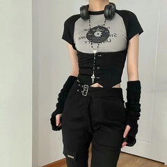 Kurzes Top mit Vinyl-Print