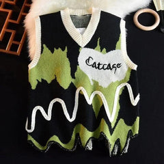 Chaleco de suéter con rayas onduladas de Weirdcore