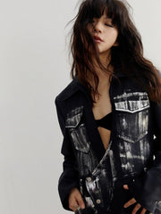 Weißer, langer Blazer im Distressed-Look