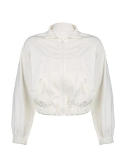 Chaqueta corta fina estilo cargo con dobladillo elástico en color blanco