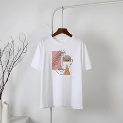 Camiseta minimalista con rostro de mujer
