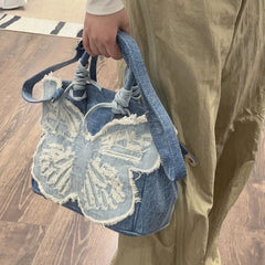 Y2K Ästhetische Denim Schmetterling Handtasche