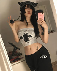 Y2K Fledermaus-Kaninchen-Tube-Top