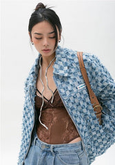 Chaqueta con cremallera a cuadros Y2K