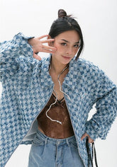 Y2K Karierte Reißverschlussjacke