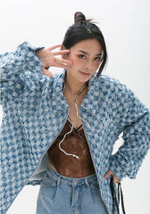 Chaqueta con cremallera a cuadros Y2K