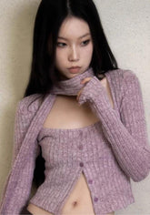 Y2K Cord-Cardigan mit kurzem Schal