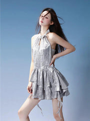 Y2K Cyber Neckholder Minikleid