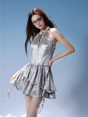 Y2K Cyber Neckholder Minikleid