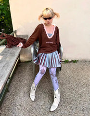 Y2K-Pullover mit tiefem Ausschnitt