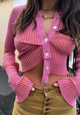 Y2K Crop Cardigan mit abnehmbaren Ärmeln