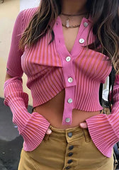 Y2K Crop Cardigan mit abnehmbaren Ärmeln