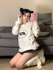 Y2K Grunge Distressed Strickpullover