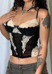 Y2K transparentes kurzes Spitzentop