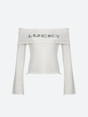 Y2K Lucky Girl Schulterfreies Top