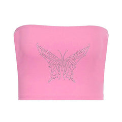 Y2K Strass Schmetterling Tube Top