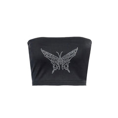 Y2K Strass Schmetterling Tube Top