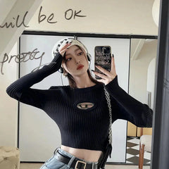 Y2K gerippter Kurzpullover