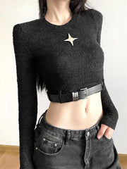 Y2K Crop Top mit Sterngürtel