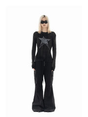 Y2K Star Tall Langarm-Cordpullover