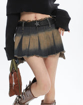 Y2K-Minirock mit seitlicher Krawatte im Used-Look