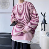 Y2K gewellter gestreifter Strickpullover