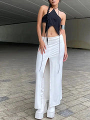 Rückenfreies Oberteil mit Schnürung im Y2k-Stil mit Stern