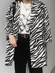 Langer Blazer mit Zebra-Print