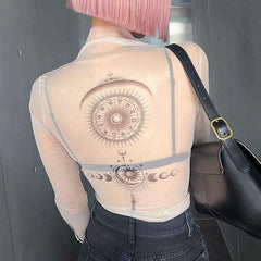 Top de malla con gráfico del zodiaco