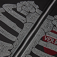 Sudadera con capucha de esqueleto con diamantes de imitación Y2K