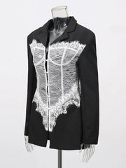 Lace Corset Blazer in Black