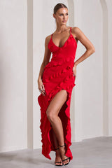 Vneck Ruffled Maxi Dress