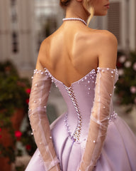 Purple Off The Shoulder Sweetheart Prom Dress