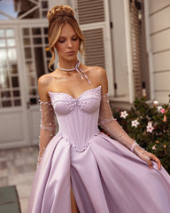 Purple Off The Shoulder Sweetheart Prom Dress